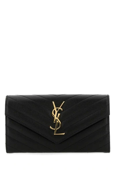 Shop Saint Laurent Monogram Large Flap Wallet In Black