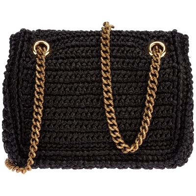 Shop Dolce & Gabbana Devotion Woven Shoulder Bag In Black