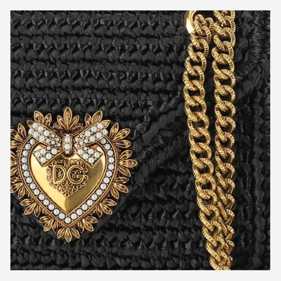Shop Dolce & Gabbana Devotion Woven Shoulder Bag In Black