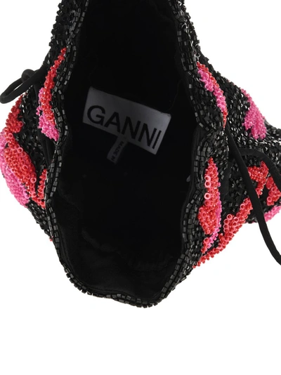 Shop Ganni Beaded Drawstring Pouch In Multi