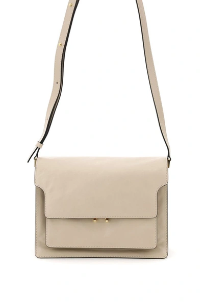 Shop Marni Soft Trunk Large Shoulder Bag In Beige