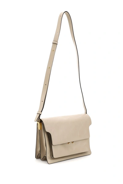 Marni Soft Trunk Large Leather Shoulder Bag In Cream