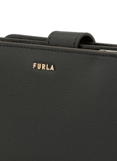 Shop Furla Babylon Logo Plaque Compact Wallet In Black
