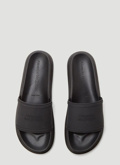 Shop Alexander Mcqueen Logo Embossed Hybrid Signature Sandals In Black