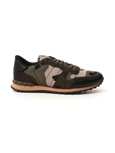 Shop Valentino Camouflage Rockrunner Sneakers In Multi