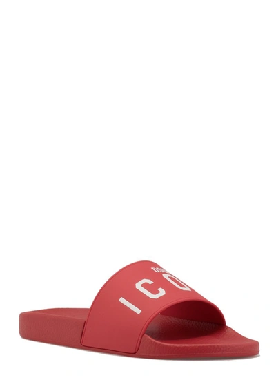 Shop Dsquared2 Icon Print Slides In Red