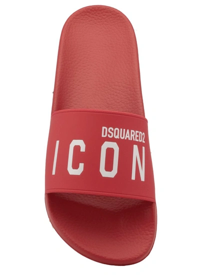 Shop Dsquared2 Icon Print Slides In Red