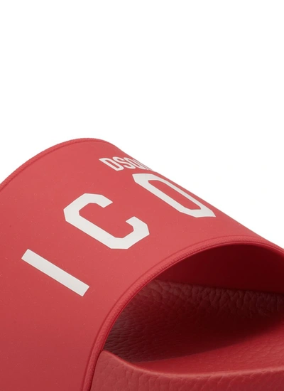 Shop Dsquared2 Icon Print Slides In Red