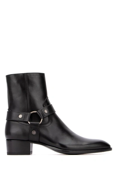 Saint Laurent Black Wyatt Harness Boots | ModeSens