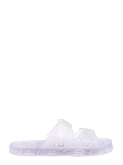 Shop Gcds Logo Strap Slide Sandals In White