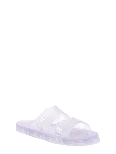 Shop Gcds Logo Strap Slide Sandals In White