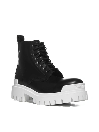 Balenciaga Men's Strike Lace-up Combat Boots In Black | ModeSens