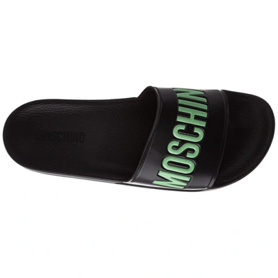 Shop Moschino Logo Pool Slides In Black