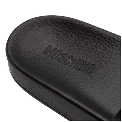 Shop Moschino Logo Pool Slides In Black