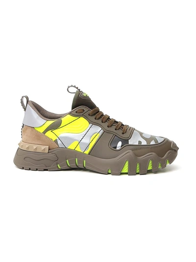 Shop Valentino Garavani Rockstud Camouflage Sneakers In Green