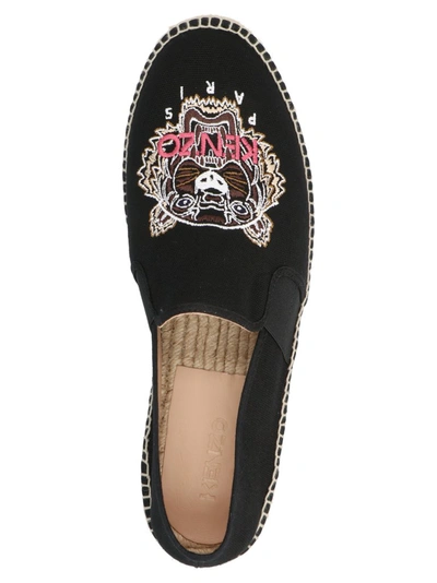 Shop Kenzo Tiger Embroidered Espadrilles In Black