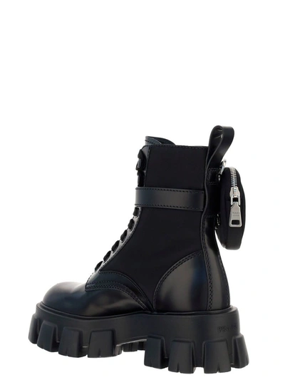 Shop Prada Monolith Pouch-attached Combat Boots In Black