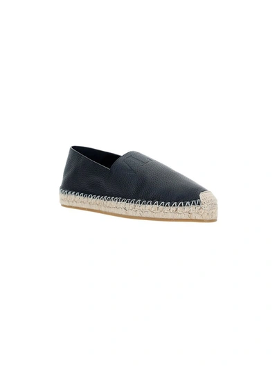 Shop Valentino Vltn Debossed Espadrilles In Black