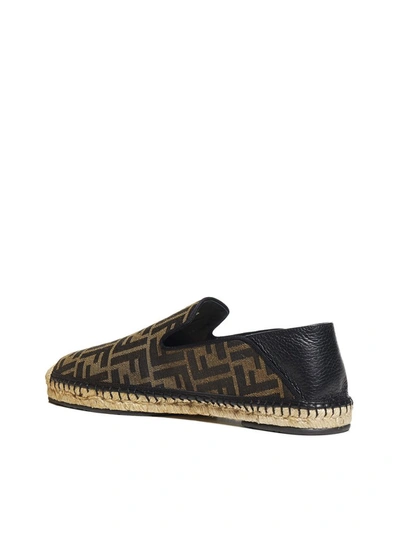 Shop Fendi Ff Motif Jacquard Espadrilles In Brown