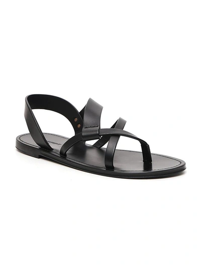 Shop Saint Laurent Matt Flat Sandals In Black