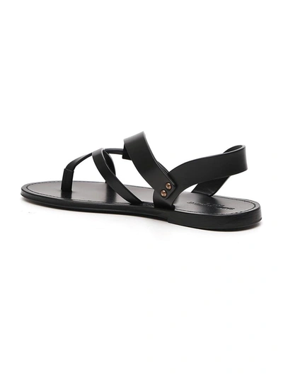 Shop Saint Laurent Matt Flat Sandals In Black