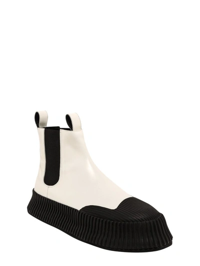 Shop Jil Sander Platform Chelsea Boots In White