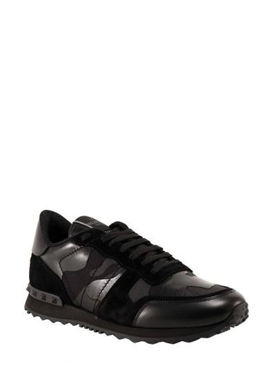 Shop Valentino Garavani Rockrunner Camouflage Sneakers In Black