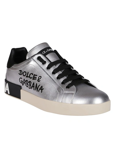 Shop Dolce & Gabbana Portofino Sneakers In Silver