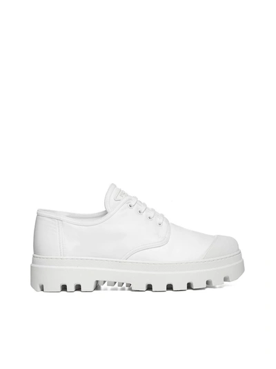 Shop Prada Lug Sole Derby Shoes In White