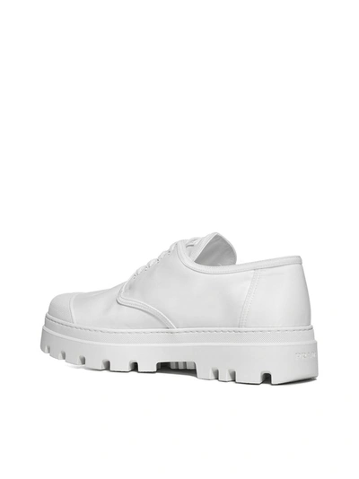 Shop Prada Lug Sole Derby Shoes In White