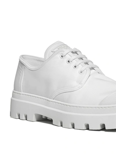 Shop Prada Lug Sole Derby Shoes In White