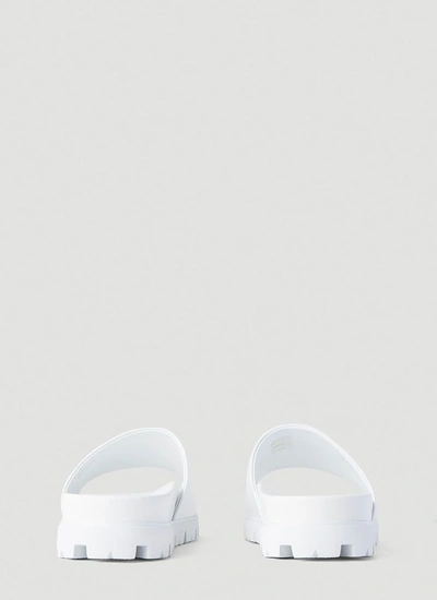 Shop Prada Logo Print Sandals In White