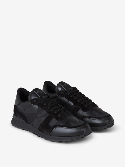 Shop Valentino Garavani Rockstud Rockrunner Camouflage Sneakers In Black