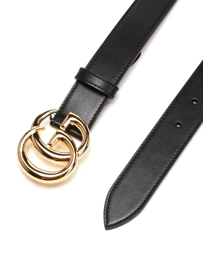 Shop Gucci Gg Marmont Buckle Belt In Black