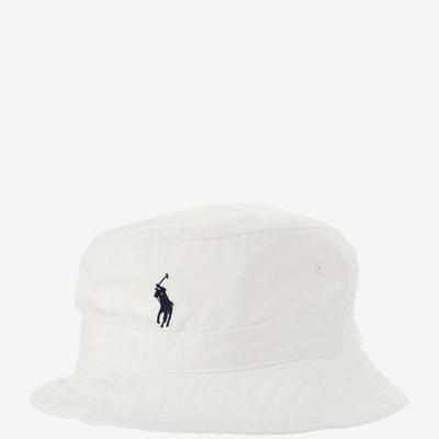Shop Polo Ralph Lauren Logo Embroidered Bucket Hat In White