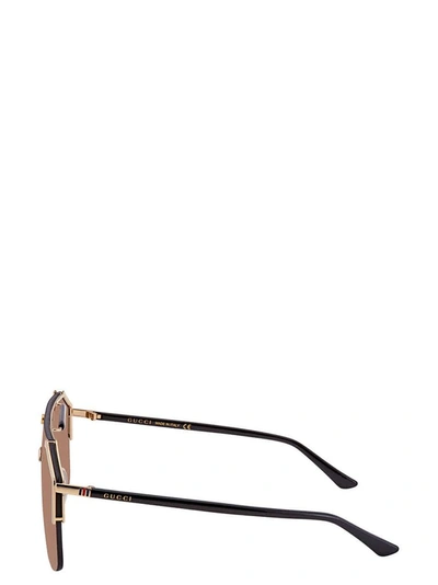 Shop Gucci Eyewear Aviator Sunglasses In Brown