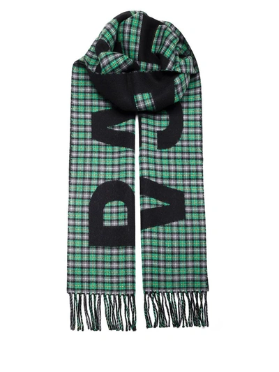 Shop Balenciaga Tartan Oversize Scarf In Green