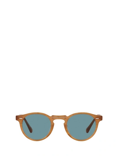 Shop Oliver Peoples Round Frame Sunglasses In Brown