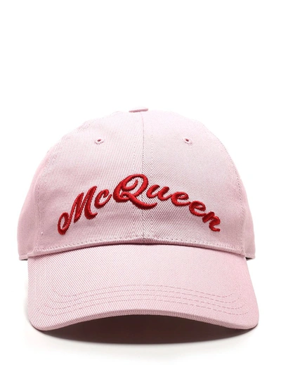 Shop Alexander Mcqueen Logo Embroidered Baseball Cap In Pink