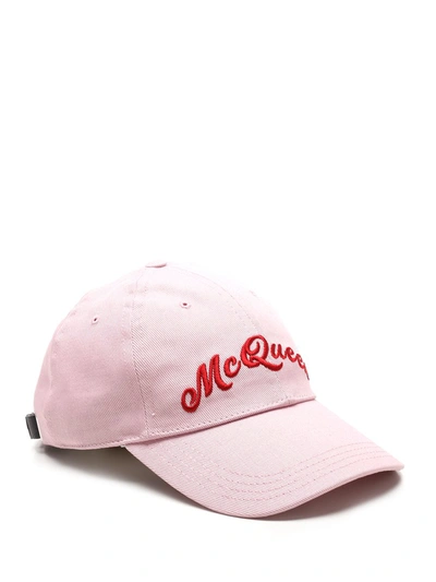 Shop Alexander Mcqueen Logo Embroidered Baseball Cap In Pink