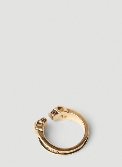 Shop Alexander Mcqueen Twill Skull Ring In Gold