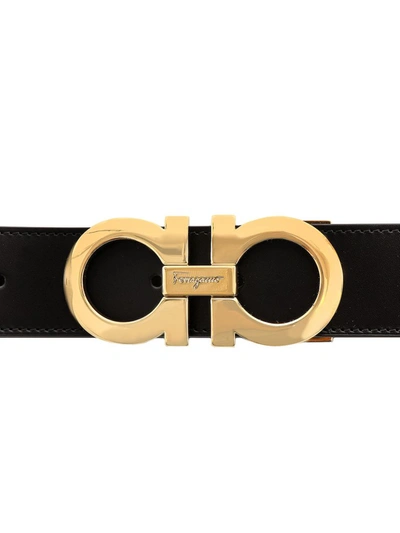 Shop Ferragamo Salvatore  Reversible Gancini Belt In Black