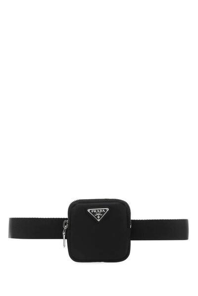 Shop Prada Pouch Attached Belt In Black