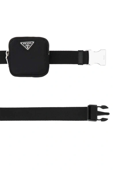 Shop Prada Pouch Attached Belt In Black