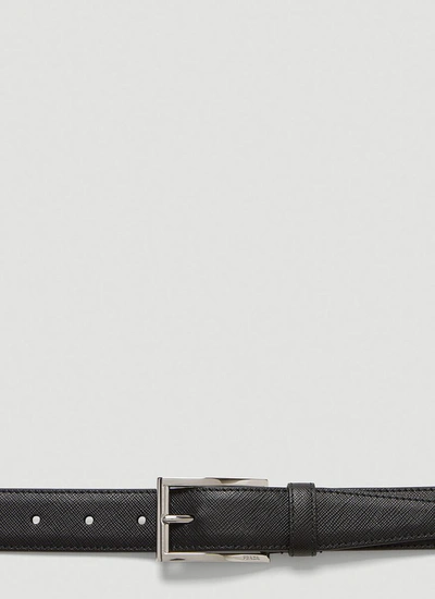 Shop Prada Saffiano Buckle Belt In Black