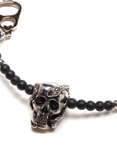 Shop Alexander Mcqueen Beads And Skull Short Necklace In Silver