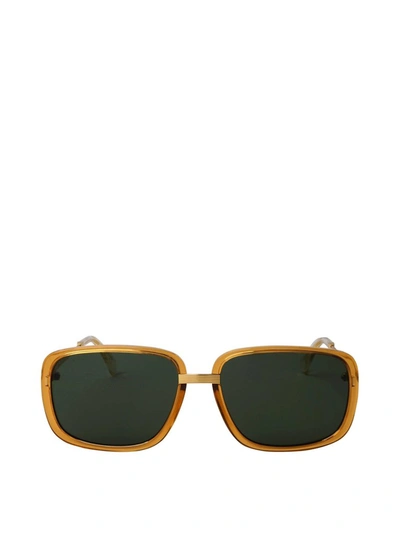 Shop Gucci Eyewear Rectangular Frame Sunglasses In Yellow