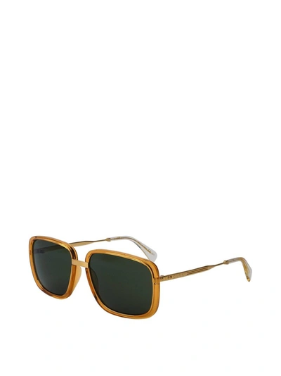 Shop Gucci Eyewear Rectangular Frame Sunglasses In Yellow