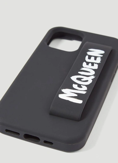 Shop Alexander Mcqueen Graffiti Logo Printed Iphone 12 Pro Case In Black