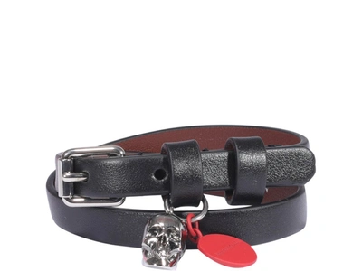 Shop Alexander Mcqueen Skull Detail Double Wrap Bracelet In Black